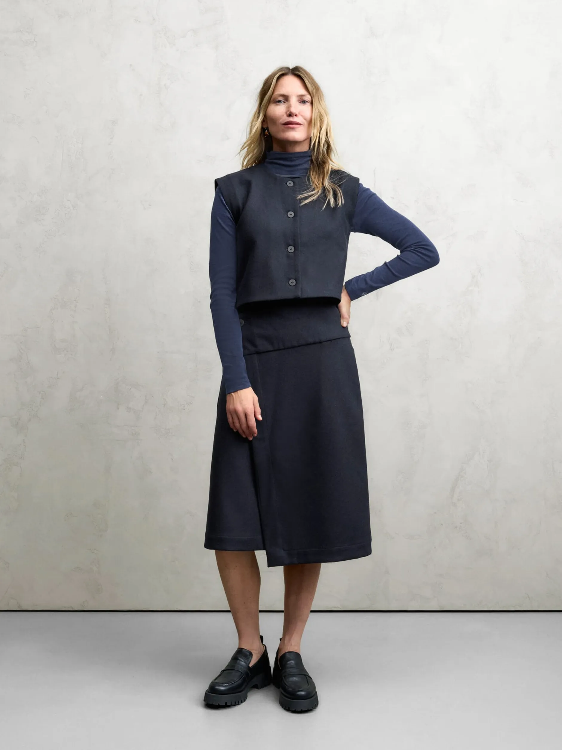 Christiane Strobel Damen-Wollweste Dunkelblau Hot