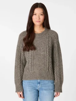 Les Racines du Ciel Damen-Zopfstrickpullover Alpaka Taupe Clearance