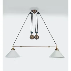 Berliner Messinglampen Doppelzugleuchte Messing variabel Hot