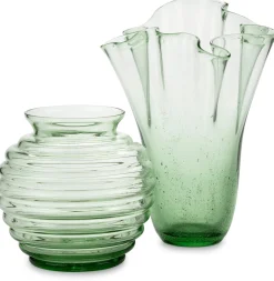 Farbglashütte Lauscha Faltenvase Thüringer Waldglas Clearance