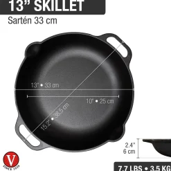 Victoria Große Gusseisenpfanne mit Griffen Clearance