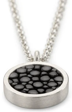 Fischleder Store Halskette Silber-Rochenleder Schwarz