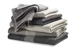 Manufactum Handtuch Waffelpiqué Halbleinen Schwarz Hot