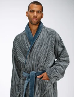 Pelle Vävare Haus- und Bademantel fein gestreift New