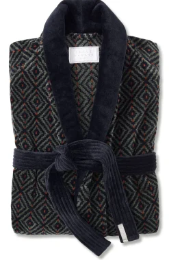 Pelle Vävare Haus- und Bademantel Rautenmuster Dunkelgrau Clearance