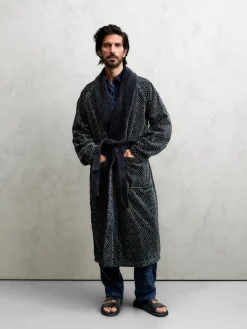 Pelle Vävare Haus- und Bademantel Rautenmuster Dunkelgrau Clearance