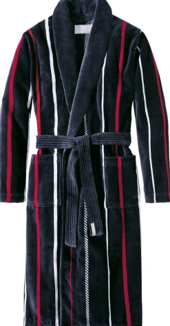 Pelle Vävare Haus- und Bademantel Streifen Dunkelblau Online