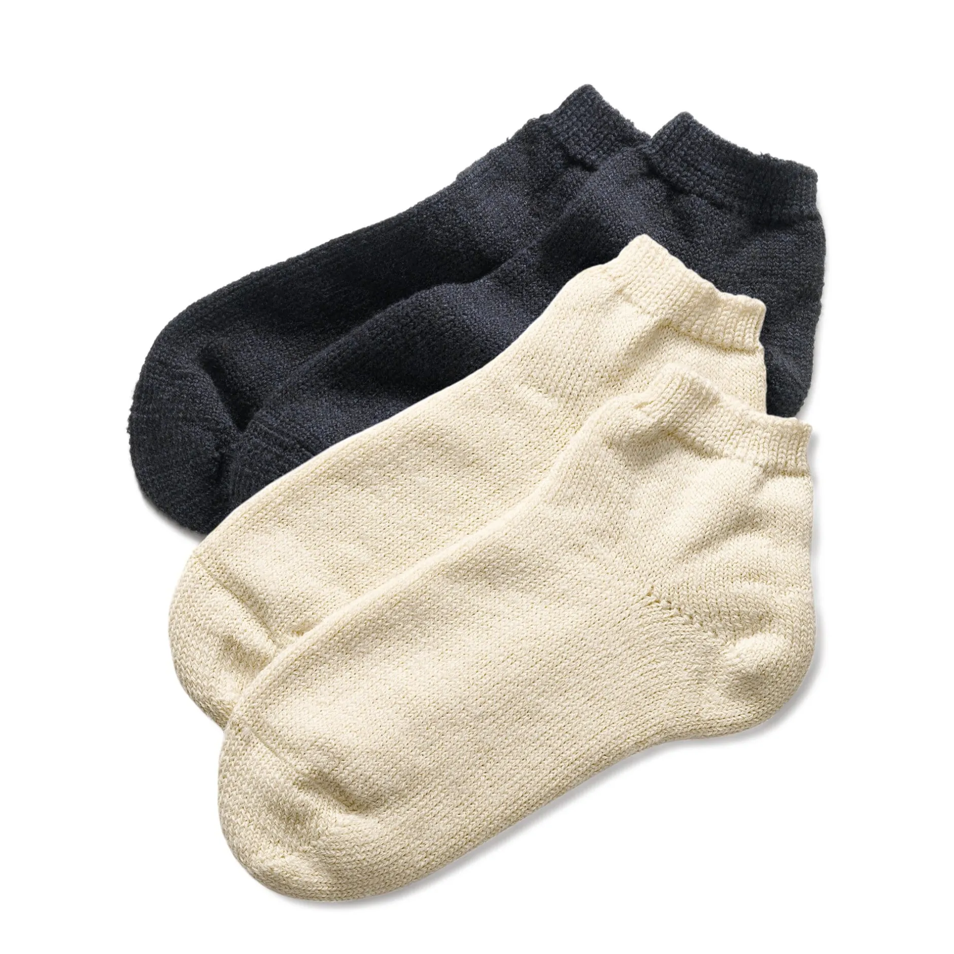 Hirsch Natur Haussocke Wolle und Seide Schwarz Best