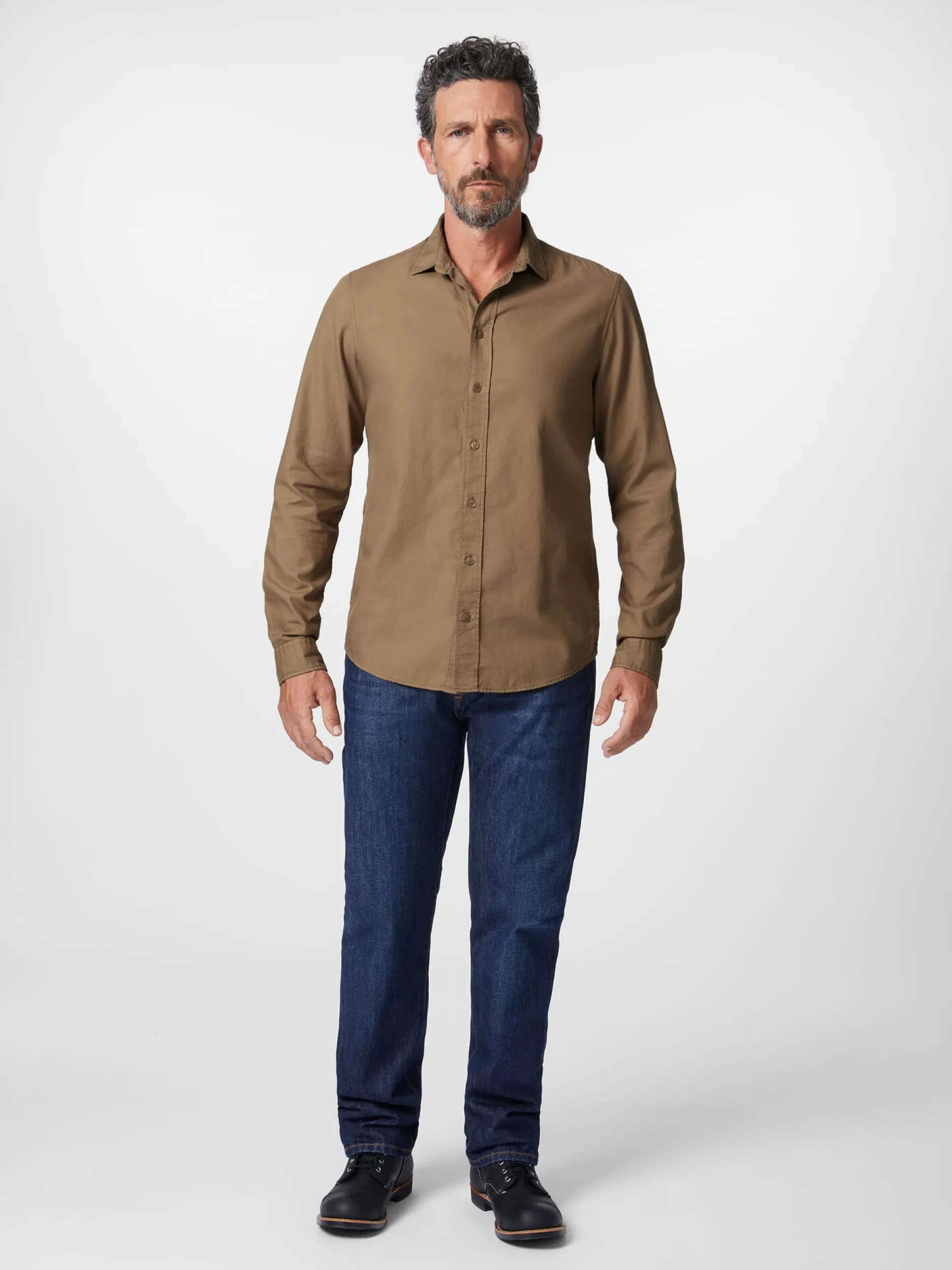 Blue de Gênes Herren-Baumwollhemd Hellbraun