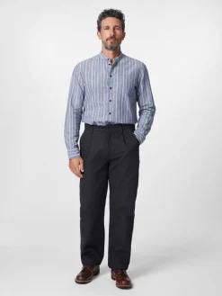 Blue de Gênes Herrenchino mit Bundfalte Dunkelblau Online