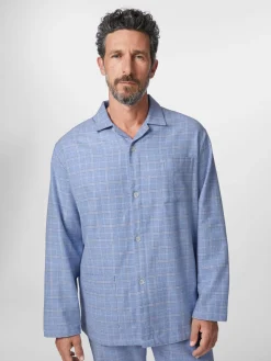 Novila Herren-Flanellpyjama kariert Hellblau Best