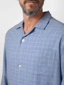 Novila Herren-Flanellpyjama kariert Hellblau Best