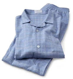 Novila Herren-Flanellpyjama kariert Hellblau Best