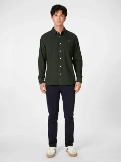 Knowledge Cotton Apparel Herrenhemd Baumwollcord Dunkelgrün Discount