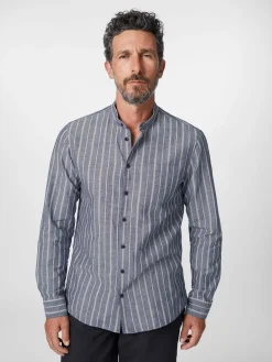 Blue de Gênes Herrenhemd gestreift Blau Sale