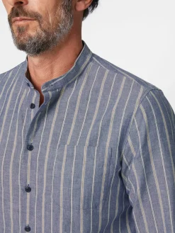 Blue de Gênes Herrenhemd gestreift Blau Sale