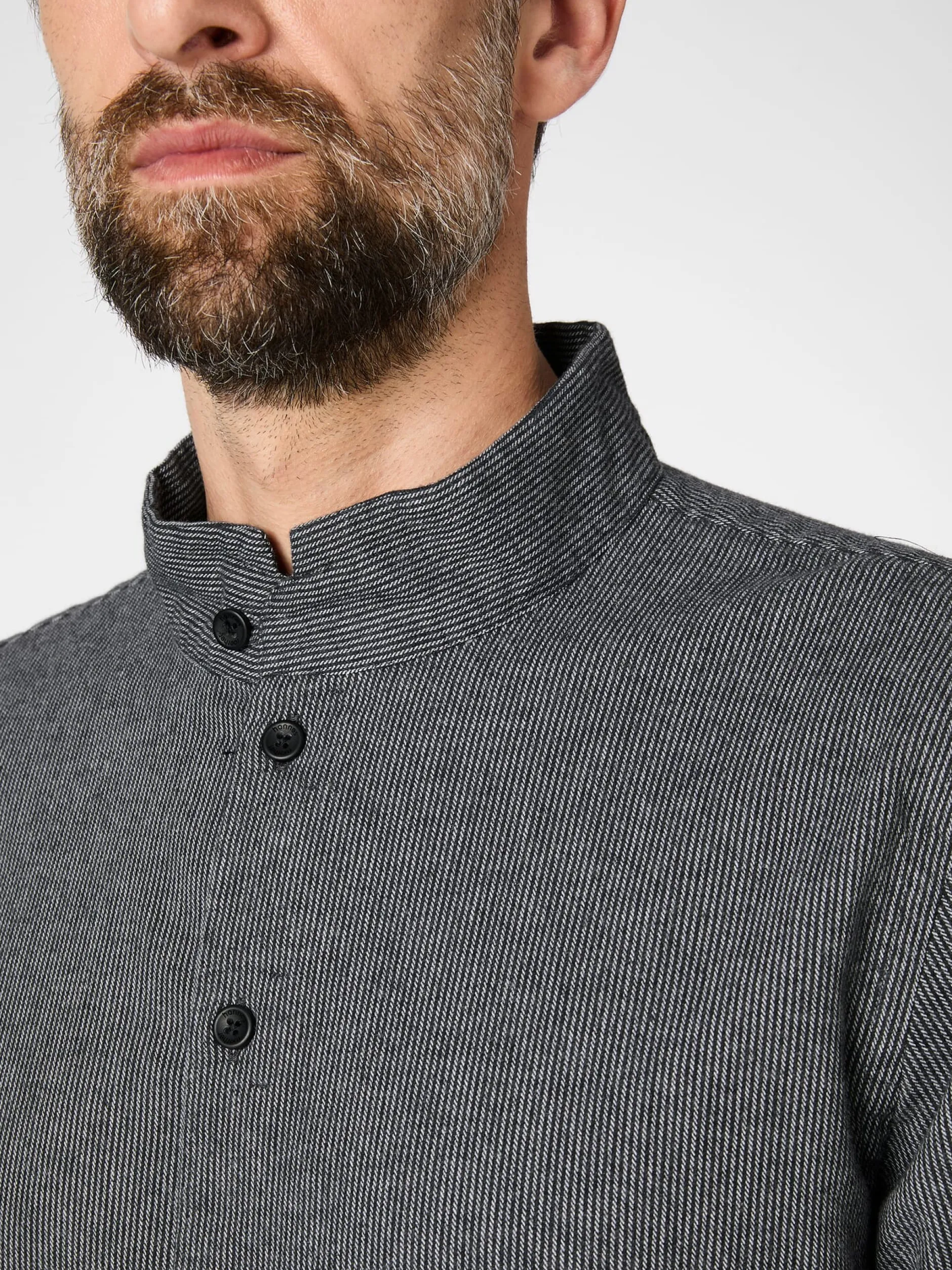 Hannes Roether Herrenhemd Strukturstreifen Anthrazit Online