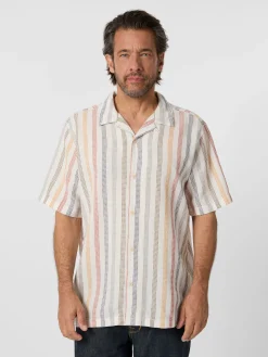 Knowledge Cotton Apparel Herrenhemd Strukturstreifen Multicolor Best