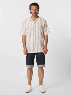 Knowledge Cotton Apparel Herrenhemd Strukturstreifen Multicolor Best