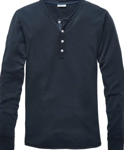 Schiesser Herren-Henley-Shirt Langarm Dunkelblau
