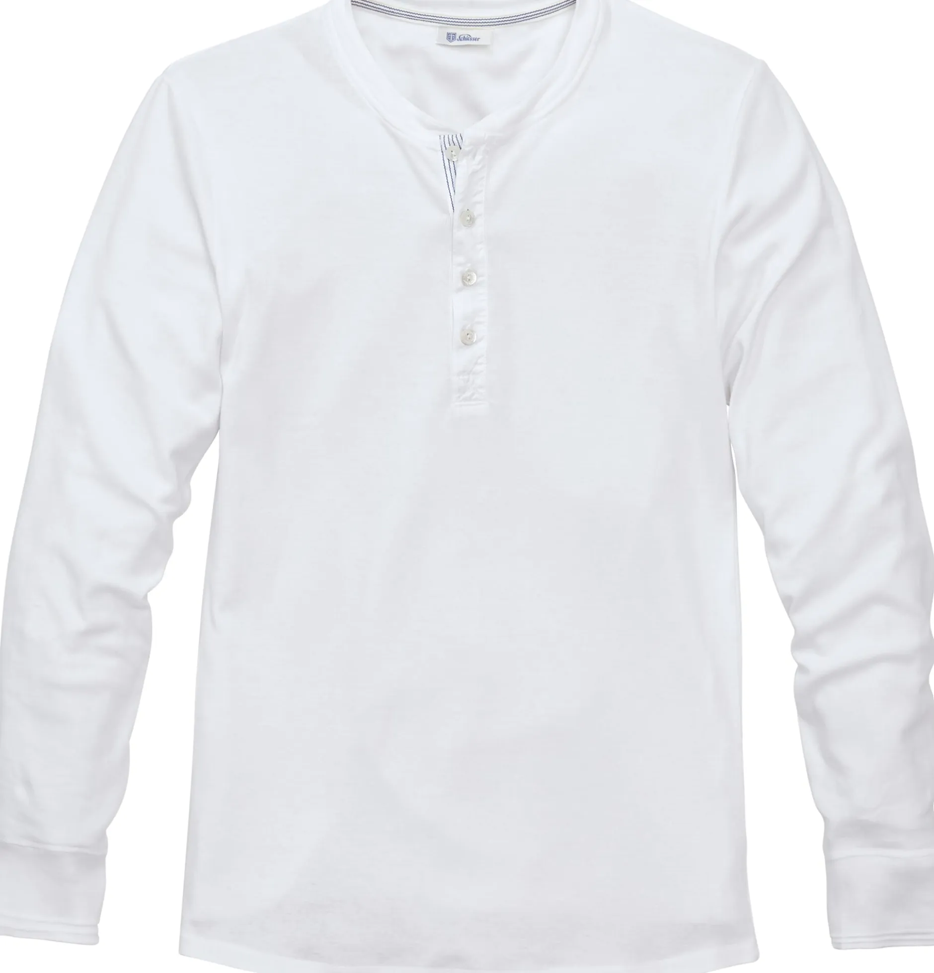 Schiesser Herren-Henley-Shirt Langarm Weiß Sale
