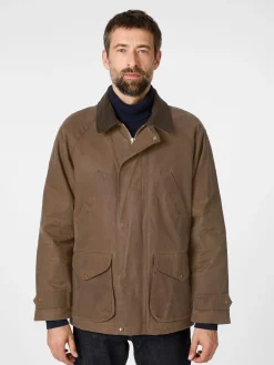 Manifattura Ceccarelli Herrenjacke gewachst Mittelbraun Sale