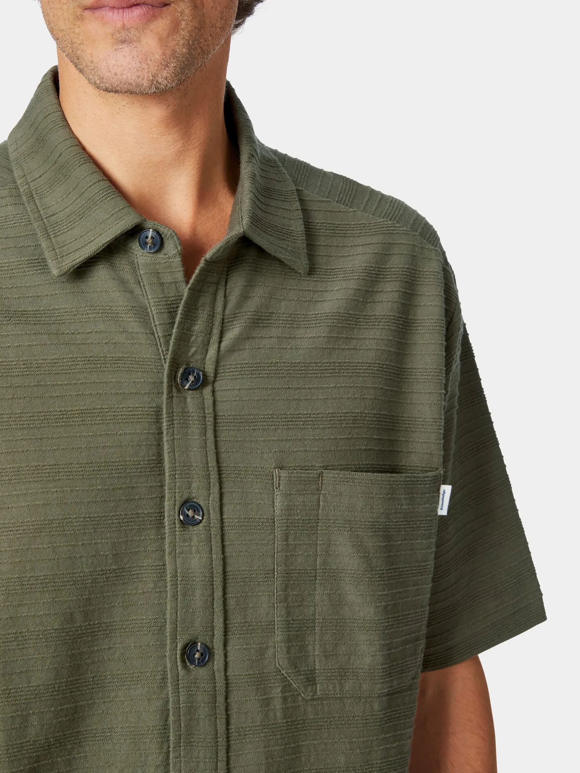 Knowledge Cotton Apparel Herren-Jerseyhemd Oliv Sale