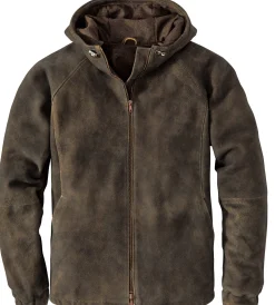 Hack Lederware Herren-Kapuzenjacke Bockvelours Braun New