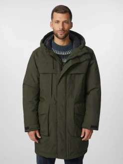 Knowledge Cotton Apparel Herren-Kapuzenmantel Dunkelgrün Online