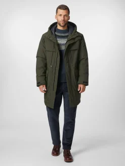 Knowledge Cotton Apparel Herren-Kapuzenmantel Dunkelgrün Online