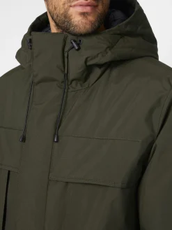 Knowledge Cotton Apparel Herren-Kapuzenmantel Dunkelgrün Online