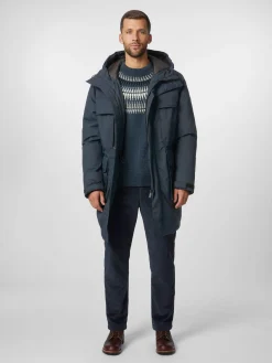 Knowledge Cotton Apparel Herren-Kapuzenmantel Dunkelblau Online