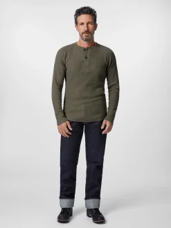 Pike Brothers Herren-Langarmshirt Oliv Hot