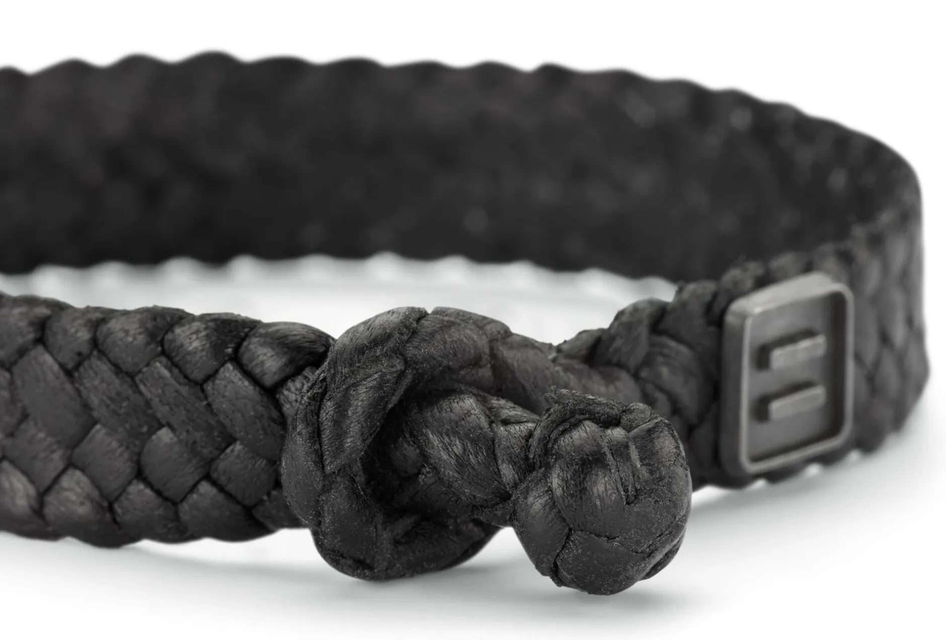 Hannes Roether Herren-Lederarmband geflochten Schwarz Hot