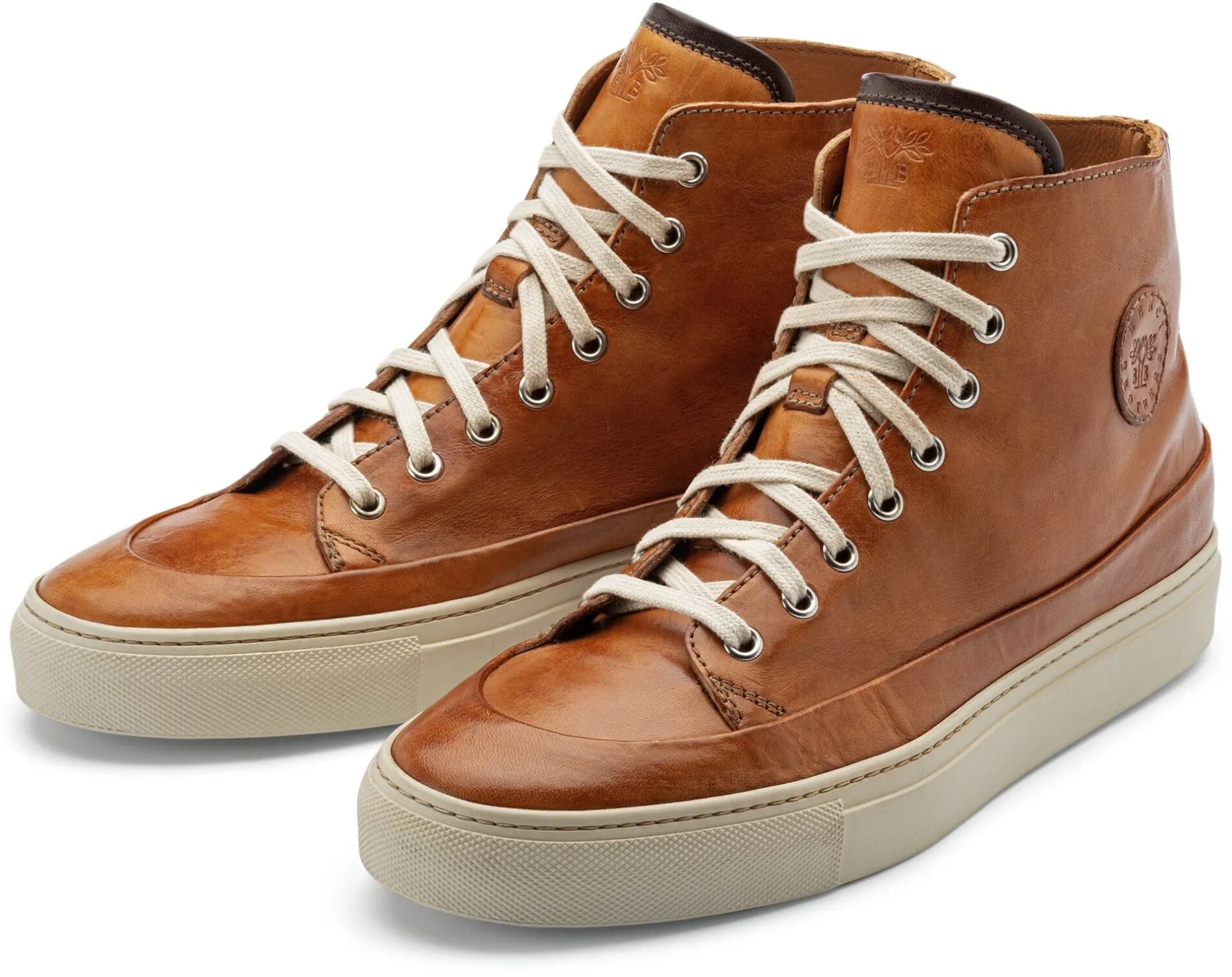 Benci Brothers Herren-Leder-Schnürboot Cognac Hot