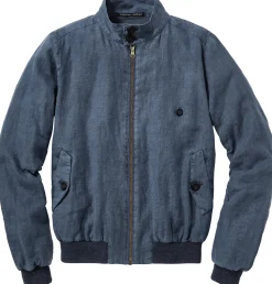 Hannes Roether Herren-Leinenblouson Mittelblau New