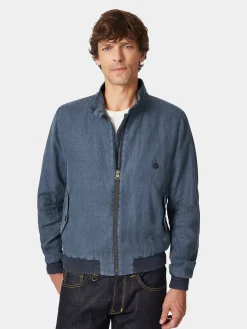 Hannes Roether Herren-Leinenblouson Mittelblau New