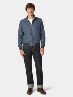 Hannes Roether Herren-Leinenblouson Mittelblau New