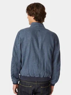 Hannes Roether Herren-Leinenblouson Mittelblau New