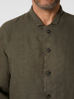 Hannes Roether Herren-Leinenhemd Oliv Sale