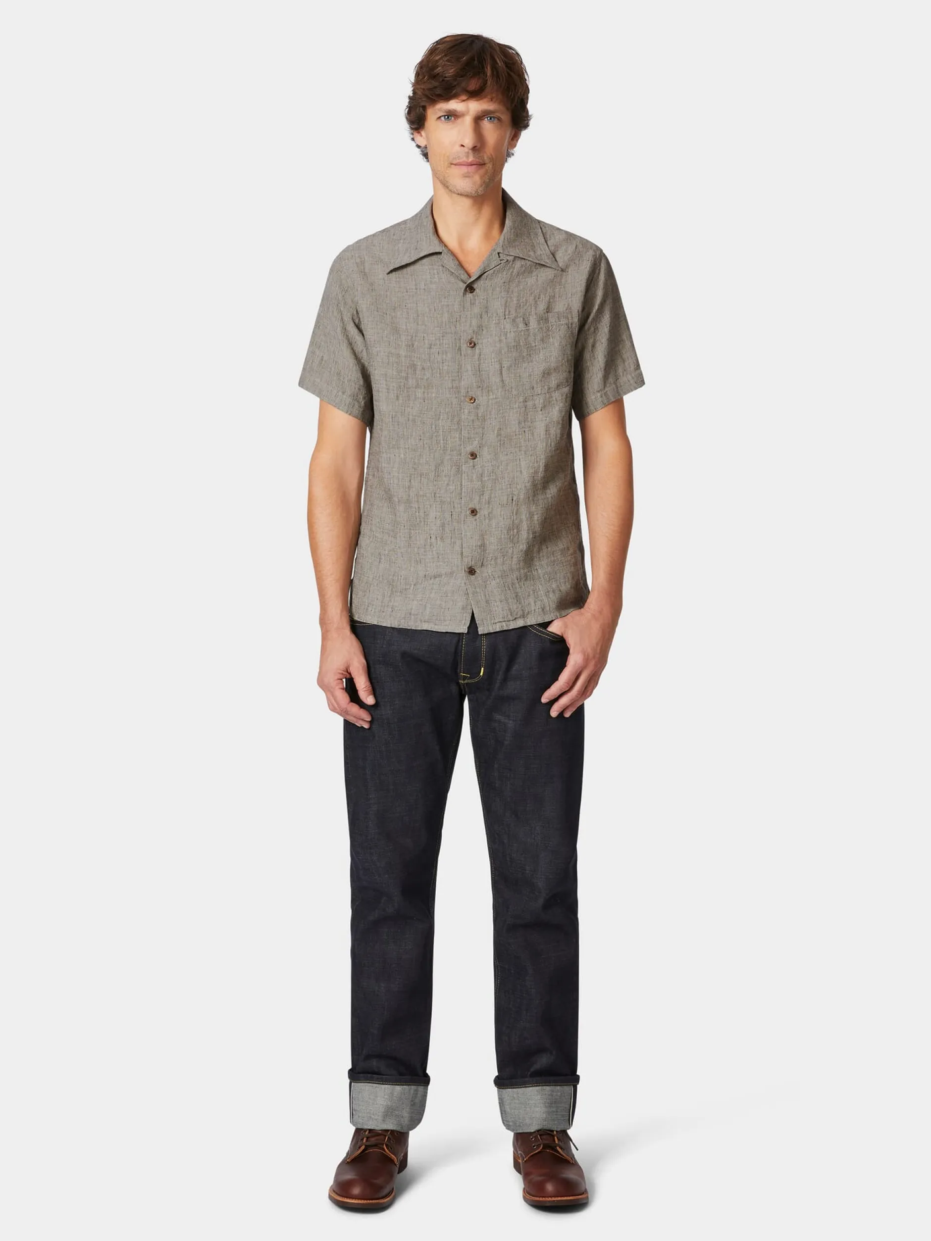 Pike Brothers Herren-Leinenhemd Halbarm 1947 Discount