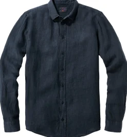 Blue de Gênes Herren-Leinenhemd vorgewaschen Discount