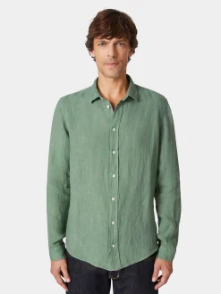 Blue de Gênes Herren-Leinenhemd vorgewaschen Discount