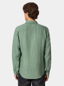 Blue de Gênes Herren-Leinenhemd vorgewaschen Discount