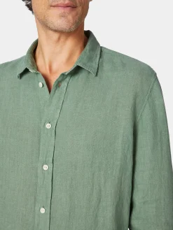 Blue de Gênes Herren-Leinenhemd vorgewaschen Discount