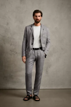 Hannes Roether Herren-Leinenhose Graumelange New