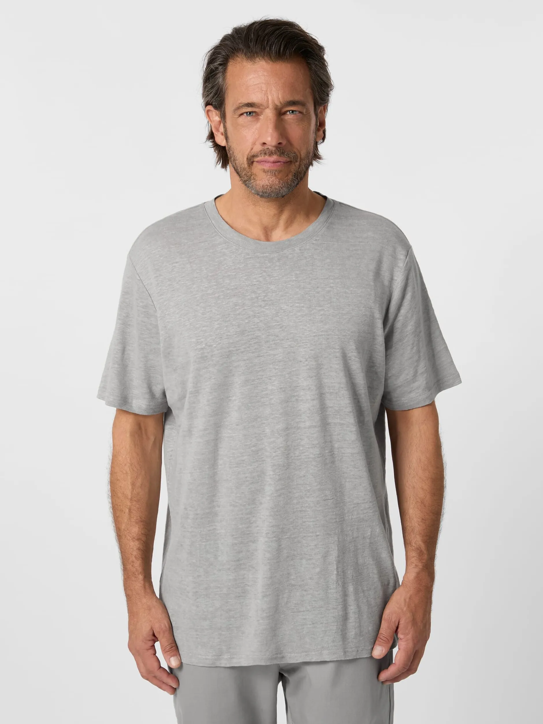 Knowledge Cotton Apparel Herren-Leinenshirt Grau Outlet