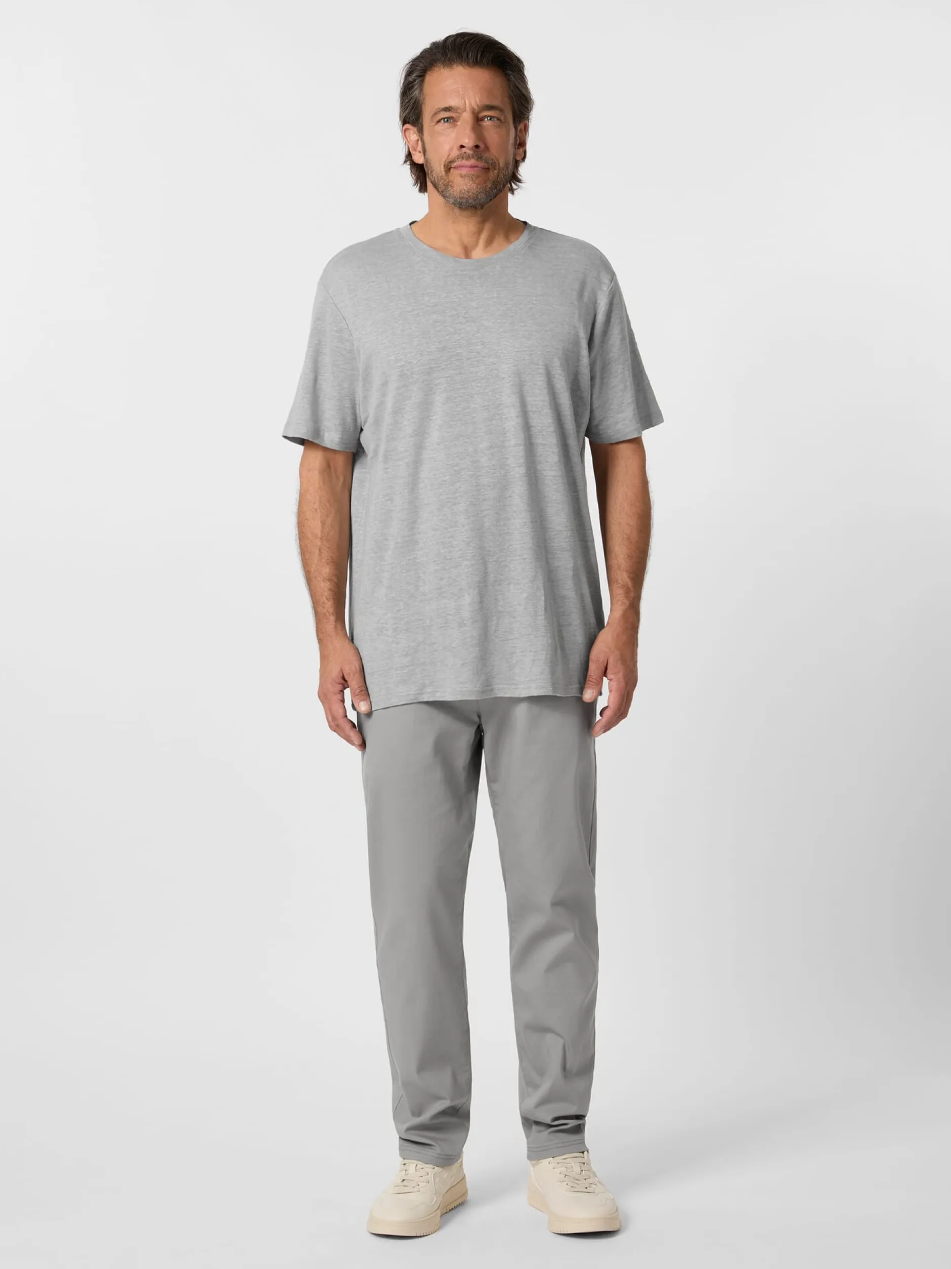 Knowledge Cotton Apparel Herren-Leinenshirt Grau Outlet