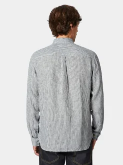 Knowledge Cotton Apparel Herren-Leinenshirt gestreift Online