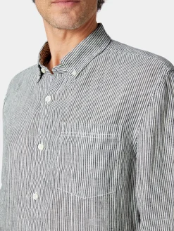 Knowledge Cotton Apparel Herren-Leinenshirt gestreift Online